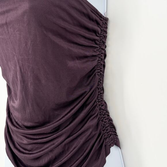 Express Deep Purple One Shoulder Y2K Slouchy Ruched Top Size M - Picture 4 of 6